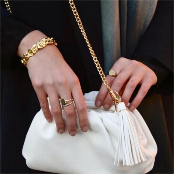 Understated Leather NWT Crescent Clutch Vegan Leather Ivory Detachable Crossbody - Picture 3 of 11